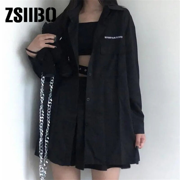 Single / set summer Korean versatile loose BF shirt top women two piece set skirt jupe