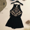 Jumpsuits Women Bohemia Summer Loose Shorts Wide Legs Embroidery Patchwork Strap Lace-Up Girls Beach Fashion Jumpsuits