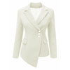 Sisjuly asymmetric single-breasted slim fit women's blazer white stylish short jackets casual slim blazers wear to work blazers