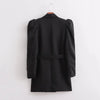 Sister Fara 2022 Autumn Winter Long Puffy Sleeves Blazer Coat Women's Lace Up Jacket Ladies Elegant Loose Solid Casual Blazers