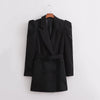 Sister Fara 2022 Autumn Winter Long Puffy Sleeves Blazer Coat Women's Lace Up Jacket Ladies Elegant Loose Solid Casual Blazers