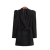 Sister Fara 2022 Autumn Winter Long Puffy Sleeves Blazer Coat Women's Lace Up Jacket Ladies Elegant Loose Solid Casual Blazers
