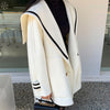 Sister Fara Autumn Sailor Collar Blazer Long Sleeve Jacket Women Double Breasted Winter Thicken Warm Jacket Coat Loose Blazers