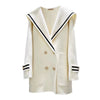 Sister Fara Autumn Sailor Collar Blazer Long Sleeve Jacket Women Double Breasted Winter Thicken Warm Jacket Coat Loose Blazers