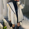 Sister Fara Autumn Sailor Collar Blazer Long Sleeve Jacket Women Double Breasted Winter Thicken Warm Jacket Coat Loose Blazers