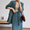 Sister Fara Elegant Side Split Women Midi Skirts + V-neck Short Sleeve Blazer Office Lady Summer Women Blazer Set Skirt Suits