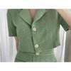 Sister Fara Elegant Turn-down Collar Short Blazers Summer Women's Suit+High Waist Chic Buttons Half Skirt Two Piece Set Women