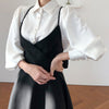 Sister Fara Spring Dress 2023 Women Single Breasted Lantern Sleeve Shirt Set+Camisole Bow Pleated Solid Dresses