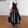 Sister Fara Spring Dress 2023 Women Single Breasted Lantern Sleeve Shirt Set+Camisole Bow Pleated Solid Dresses