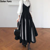 Sister Fara Spring Dress 2023 Women Single Breasted Lantern Sleeve Shirt Set+Camisole Bow Pleated Solid Dresses