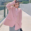 Sister Fara Solid Back Buttons Split Blazer Women's Spring Jacket Coat Double Breasted Loose Blazers Ladies Autumn Casual Blazer