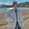 Sister Fara Solid Back Buttons Split Blazer Women's Spring Jacket Coat Double Breasted Loose Blazers Ladies Autumn Casual Blazer
