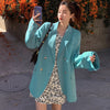 Sister Fara Solid Back Buttons Split Blazer Women's Spring Jacket Coat Double Breasted Loose Blazers Ladies Autumn Casual Blazer