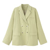 Sister Fara Solid Back Buttons Split Blazer Women's Spring Jacket Coat Double Breasted Loose Blazers Ladies Autumn Casual Blazer