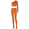 Sisterlinda Sexy One Shoulder Cut Out Matching Sets Women Spring Causal Street Tops+Pants 2 Two Piece Outfits Workout Activewear