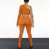 Sisterlinda Sexy One Shoulder Cut Out Matching Sets Women Spring Causal Street Tops+Pants 2 Two Piece Outfits Workout Activewear