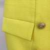 Skirt Blazer Yellow Suit Women Golden Double Breasted Button Mint Green Cotton Linen Blazers Skirt Two Piece Sets Blazer Suit