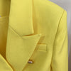 Skirt Blazer Yellow Suit Women Golden Double Breasted Button Mint Green Cotton Linen Blazers Skirt Two Piece Sets Blazer Suit