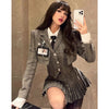 Skirt Blouse Vest Shirt Suits Girl College Style Plaid Suit Pleated Mini Skirt Female Sexy Korean Sexy Jacket Blazers Coat A5R