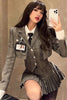 Skirt Blouse Vest Shirt Suits Girl College Style Plaid Suit Pleated Mini Skirt Female Sexy Korean Sexy Jacket Blazers Coat A5R