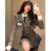 Skirt Blouse Vest Shirt Suits Girl College Style Plaid Suit Pleated Mini Skirt Female Sexy Korean Sexy Jacket Blazers Coat A5R