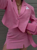 Skirt Set Coat Summer Sexy Short Suit Split Hip Skirt Two-piece Suit Cotton Pink Jacket Casual Office Lady Blazer and Skirt Set