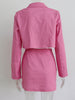 Skirt Set Coat Summer Sexy Short Suit Split Hip Skirt Two-piece Suit Cotton Pink Jacket Casual Office Lady Blazer and Skirt Set