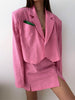 Skirt Set Coat Summer Sexy Short Suit Split Hip Skirt Two-piece Suit Cotton Pink Jacket Casual Office Lady Blazer and Skirt Set