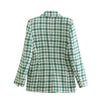 Skirt Sets Green Textured Blazer Suits 2023 Autumn Spring Jacket Elegant Women's Sets Check Plaid High Waist Mini Skirt