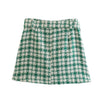 Skirt Sets Green Textured Blazer Suits 2023 Autumn Spring Jacket Elegant Women's Sets Check Plaid High Waist Mini Skirt