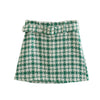 Skirt Sets Green Textured Blazer Suits 2023 Autumn Spring Jacket Elegant Women's Sets Check Plaid High Waist Mini Skirt