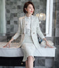 Skirt Suit Women Elegant Plaid Blazer Jacket Coat Office Ladies Work Formal Business Wear Two Piece Set Winter Clothes Plus Size