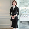 Skirt Suit Women Elegant Plaid Blazer Jacket Coat Office Ladies Work Formal Business Wear Two Piece Set Winter Clothes Plus Size