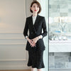 Skirt Suit Women Elegant Plaid Blazer Jacket Coat Office Ladies Work Formal Business Wear Two Piece Set Winter Clothes Plus Size