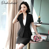 Skirt Suit Women Summer Short Sleeve OL Ladies Blazer Skirt Two Piece Set Office Uniform Black Business Work Outfit