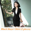 Skirt Suit Women Summer Short Sleeve OL Ladies Blazer Skirt Two Piece Set Office Uniform Black Business Work Outfit