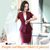 Skirt Suit Women Summer Short Sleeve OL Ladies Blazer Skirt Two Piece Set Office Uniform Black Business Work Outfit