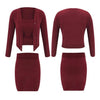 Skirt Suits 3Pcs/Set Women Leisure elegance Autumn Winter Sexy Knitted Tube Top Sweater Cardigan Mini Skirt Women's Clothing2022