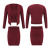 Skirt Suits 3Pcs/Set Women Leisure elegance Autumn Winter Sexy Knitted Tube Top Sweater Cardigan Mini Skirt Women's Clothing2022