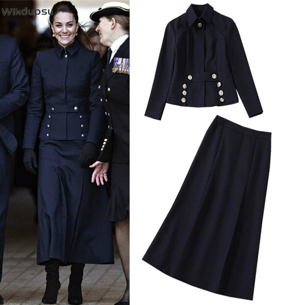 Skirt Suits For Women 2022 Formal Autumn Winter Official Ladies Work Wear Jacket Blazer and Skirt Set Kate Middleton Clothes