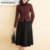 Skirt Suits For Women 2023 Autumn Winter Long Sleeve Plaid Blazer Two Piece Set Formal Business Office Lady Work Wear
