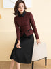 Skirt Suits For Women 2023 Autumn Winter Long Sleeve Plaid Blazer Two Piece Set Formal Business Office Lady Work Wear