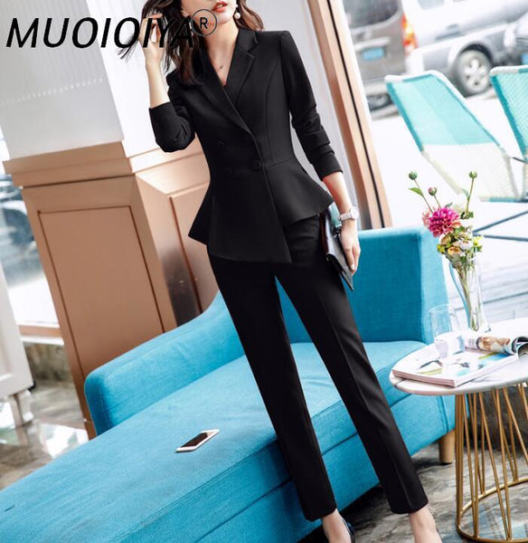 Skirt Suits Office Ladies Wear Work Formal Business Elegant Bouble Breasted Blazer Mini Dress Women Sets Outfits Plus Size