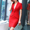 Skirt Suits Office Ladies Wear Work Formal Business Elegant Designer Slim Fit Short Sleeve Blazer Mini Dress Women Sets
