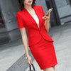 Skirt Suits Office Ladies Wear Work Formal Business Elegant Designer Slim Fit Short Sleeve Blazer Mini Dress Women Sets