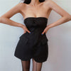 Skirt Suits Swwet 2023 Autumn Short Irregular Suit Long Sleeve Black Blazers+Strapless Pu Leather Mini Skirt BI5