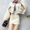 Skirt Suits Women 2 Piece Sets 2022 legant Vintage Autumn Winter Wool Blazer Jacket Tops & Pencil Skirt Office Casual Wear
