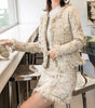 Skirt Suits Women Runway Designer Elegant Office Ladies Formal Tweed Blazer Short Jacket Coat Mini Skirt 2 Piece Set Suit Outfit