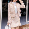 Skirt Suits Women Runway Designer Elegant Office Ladies Formal Tweed Blazer Short Jacket Coat Mini Skirt 2 Piece Set Suit Outfit