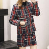 Skirt Suits Women Runway Designer Elegant Office Ladies Formal Tweed Wool Plaid Blazer Jacket Mini Skirt 2 Piece Set Fall Winter